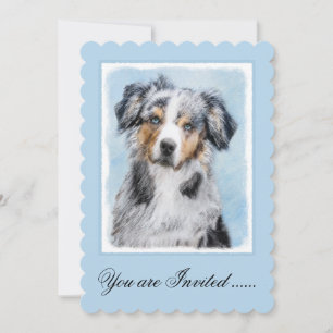 Miniature American Shepherd Painting - Dog Art Invitation