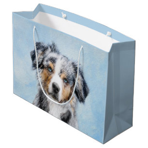 Miniature American Shepherd Painting - Dog Art Large Gift Bag