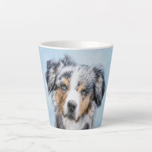 Miniature American Shepherd Painting - Dog Art Latte Mug (Front)