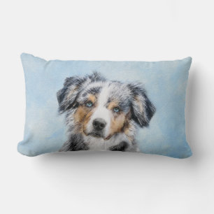Miniature American Shepherd Painting - Dog Art Lumbar Cushion