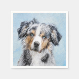 Miniature American Shepherd Painting - Dog Art Napkin