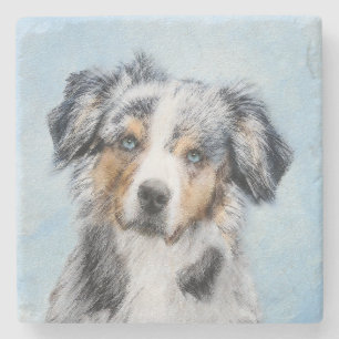 Miniature American Shepherd Painting - Dog Art Stone Coaster