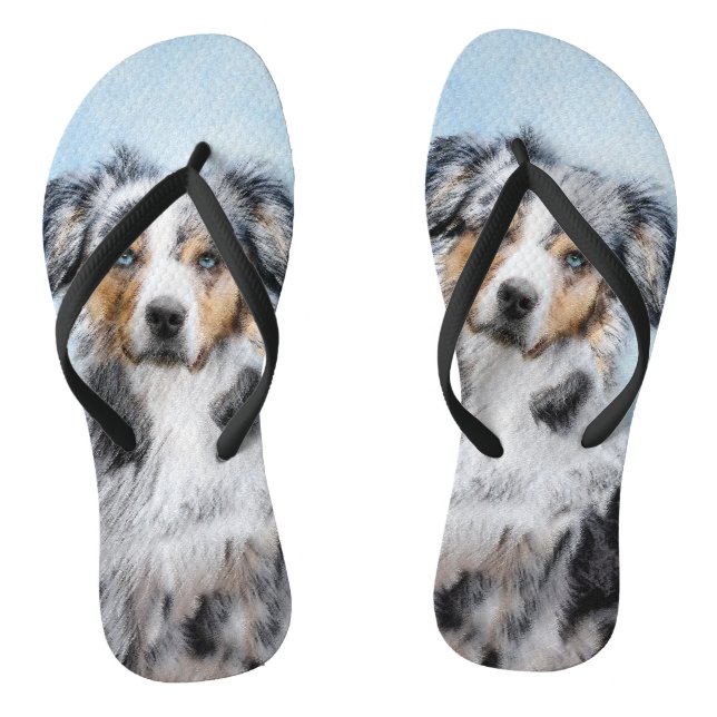 Miniature American Shepherd Painting - Dog Art Thongs (Footbed)