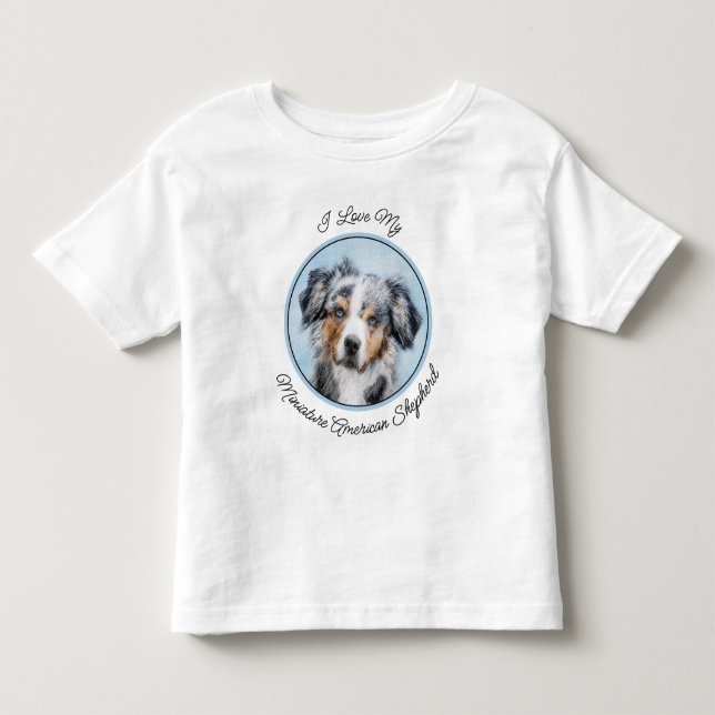 Miniature American Shepherd Painting - Dog Art Toddler T-Shirt (Front)