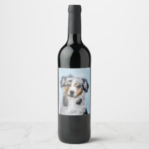 Miniature American Shepherd Painting - Dog Art Wine Label