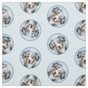 Miniature American Shepherd Painting MAS Dog Art Fabric