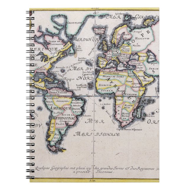 Miniature Antique World Map Notebook (Front)