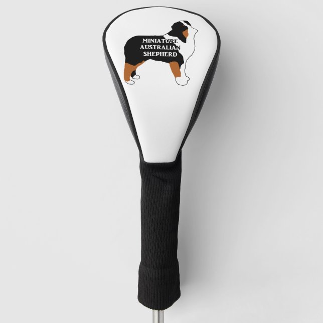 miniature aussie black tri name silo golf head cover (Front)