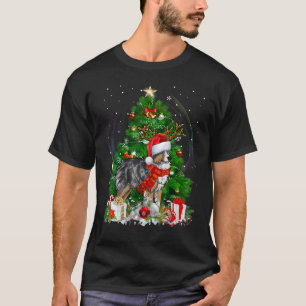 Miniature Australian Shepherd Christmas Tree Light T-Shirt