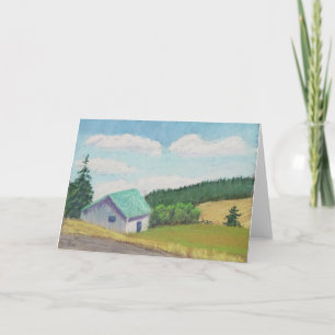 Miniature Barn Set – Green Barn Greeting Card