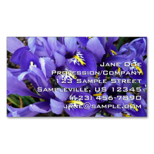 Miniature Blue Irises Spring Floral Magnetic Business Card