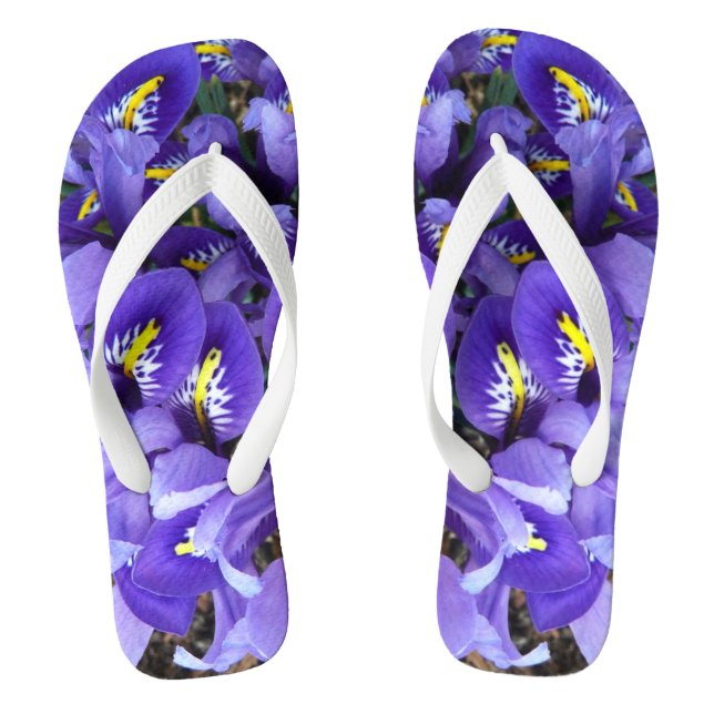 Miniature Blue Irises Spring Floral Thongs (Footbed)