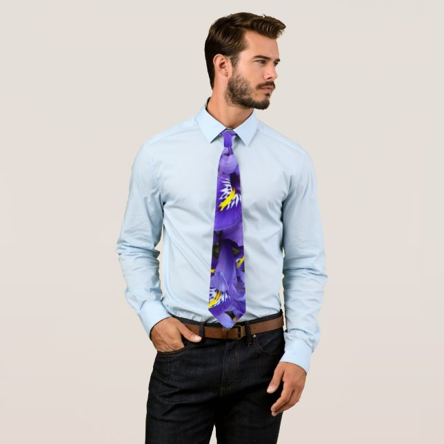 Miniature Blue Irises Spring Floral Tie (In Situ)