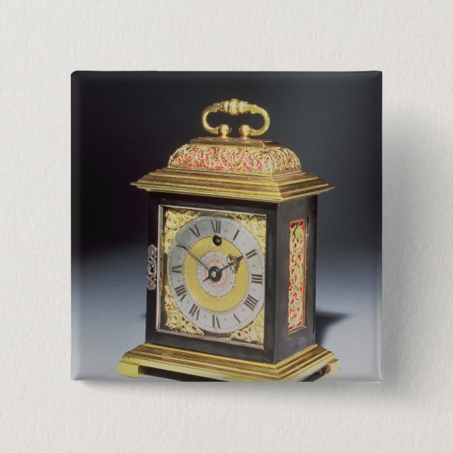 Miniature bracket clock 15 cm square badge (Front)