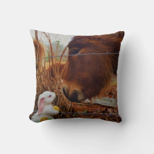 Miniature Brown horse & Easter Bunny Cushion