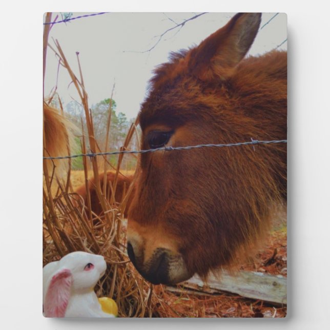 Miniature Brown horse & Easter Bunny Plaque (Front)