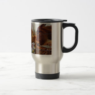 Miniature Brown horse & Easter Bunny Travel Mug