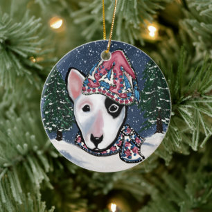 Miniature Bull Terrier Ceramic Ornament