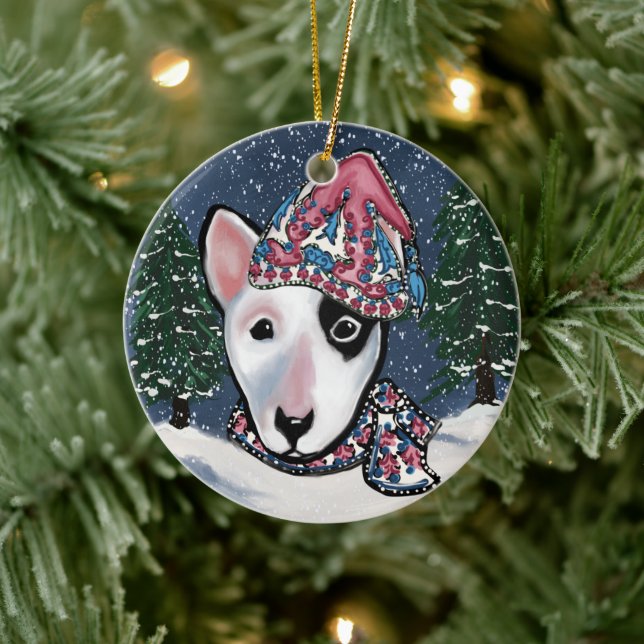 Miniature Bull Terrier   Ceramic Ornament (Tree)