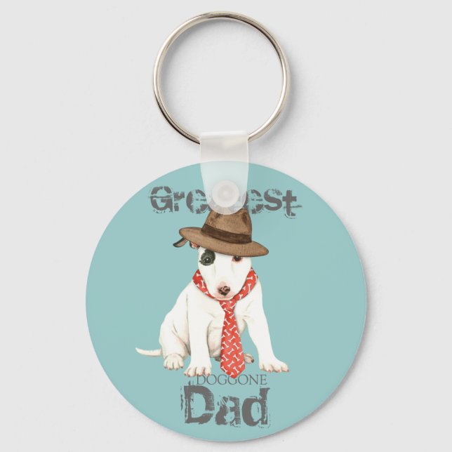 Miniature Bull Terrier Dad Key Ring (Front)