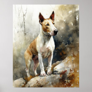 Miniature Bull Terrier Dog Art Print Poster