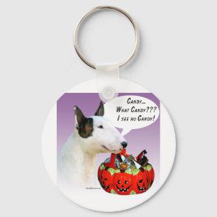 Miniature Bull Terrier Halloween Candy Key Ring