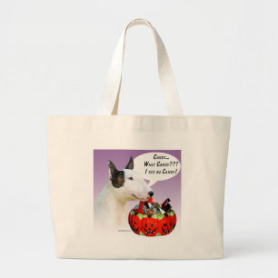 Miniature Bull Terrier Halloween Candy Large Tote Bag