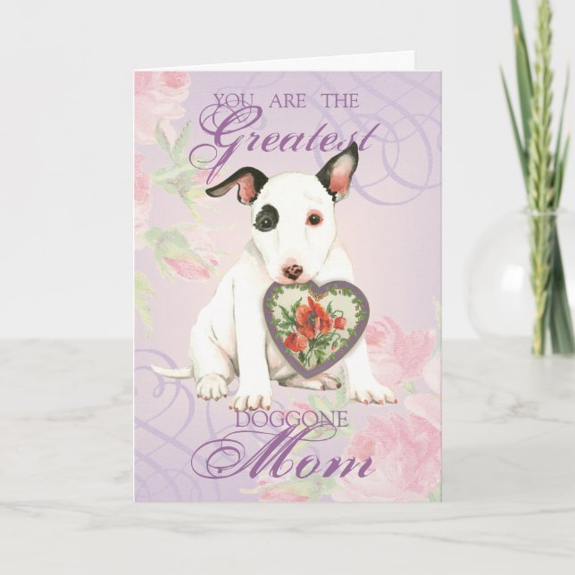 Miniature Bull Terrier Heart Mum Card (Front)