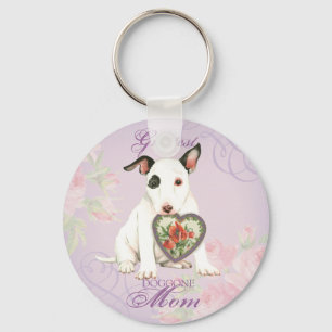Miniature Bull Terrier Heart Mum Key Ring