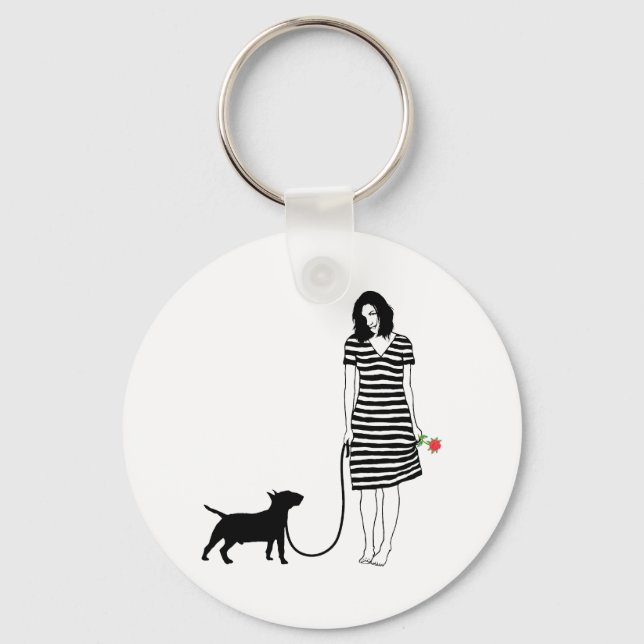 Miniature Bull Terrier Key Ring (Front)
