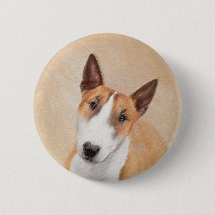 Miniature Bull Terrier Painting - Cute Original Do 6 Cm Round Badge