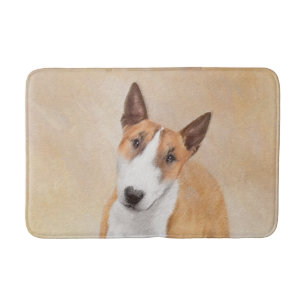 Miniature Bull Terrier Painting - Cute Original Do Bath Mat
