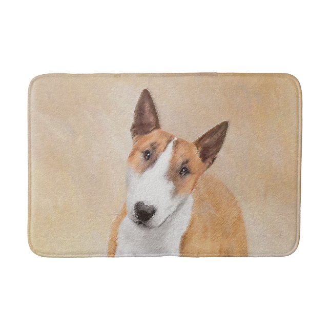 Miniature Bull Terrier Painting - Cute Original Do Bath Mat (Front)