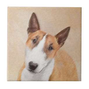 Miniature Bull Terrier Painting - Cute Original Do Ceramic Tile