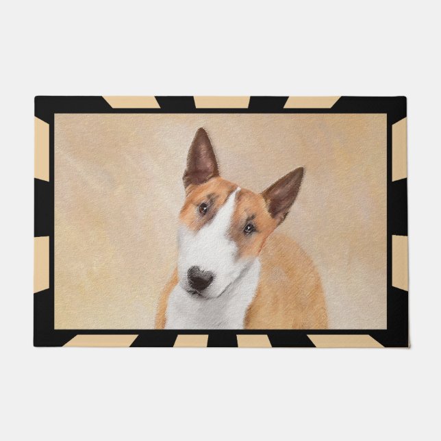 Miniature Bull Terrier Painting - Cute Original Do Doormat (Front)