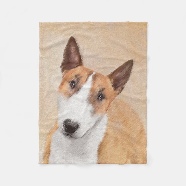 Miniature Bull Terrier Painting - Cute Original Do Fleece Blanket (Front)
