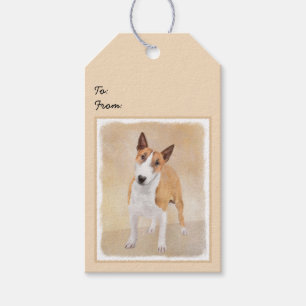 Miniature Bull Terrier Painting - Cute Original Do Gift Tags