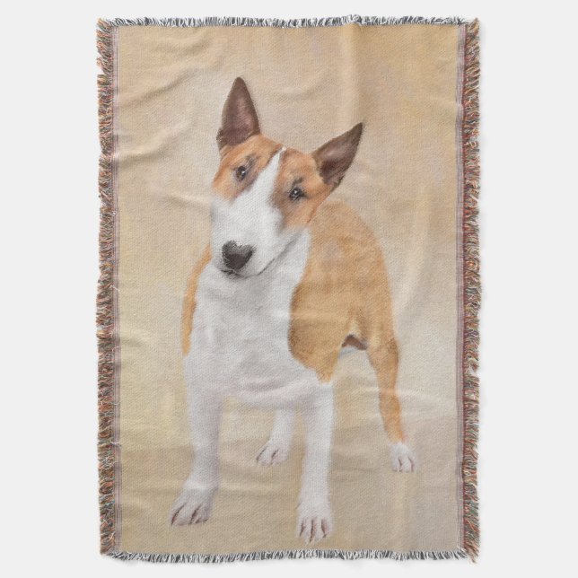 Miniature Bull Terrier Painting - Cute Original Do Throw Blanket (Front Vertical)