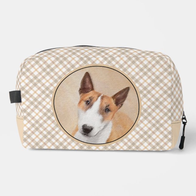 Miniature Bull Terrier Painting Original Dog Art Dopp Kit (Front)