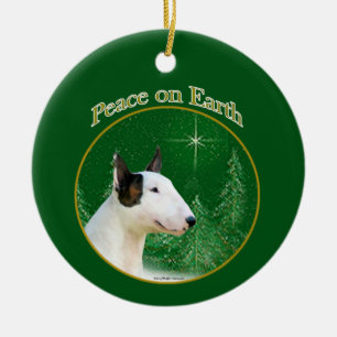 Miniature Bull Terrier Peace Ceramic Ornament