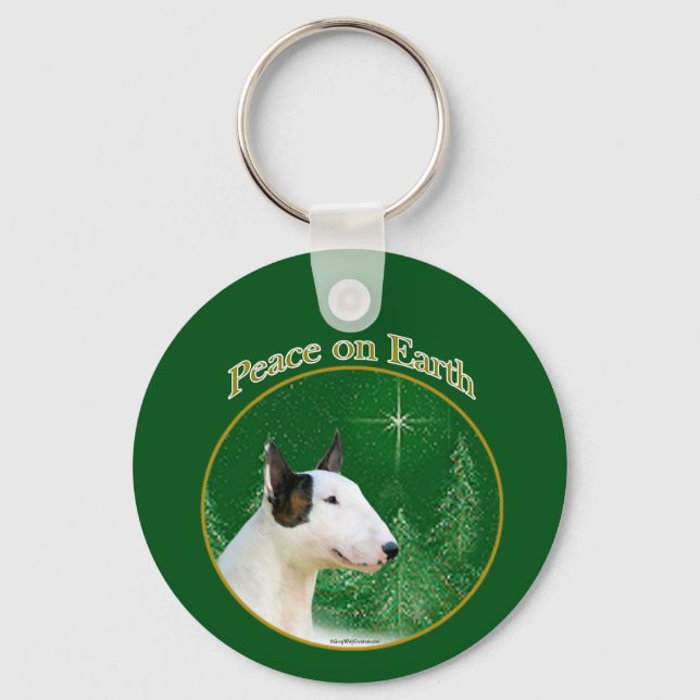 Miniature Bull Terrier Peace Key Ring (Front)