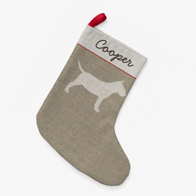 Miniature Bull Terrier Silhouette MiniBull Dog Small Christmas Stocking (Front (Hanging))