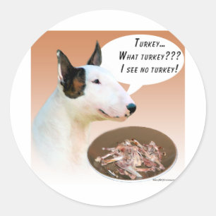 Miniature Bull Terrier Turkey Classic Round Sticker