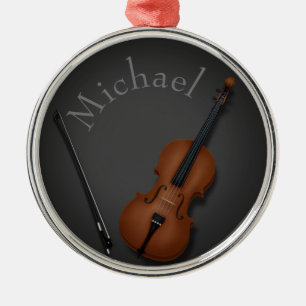 Miniature Cello & Bow Inside Personalised Metal Ornament