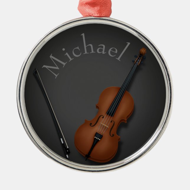 Miniature Cello & Bow Inside Personalised Metal Ornament (Front)