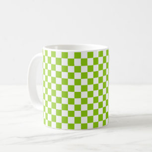 Miniature Check Pattern in Lime Green and White Coffee Mug