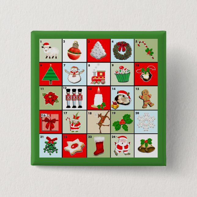 miniature Christmas Advent calendar 15 Cm Square Badge (Front)