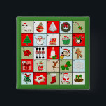 miniature Christmas Advent calendar 15 Cm Square Badge<br><div class="desc">Tiny Christmas Countdown calendar featuring 25 holiday images to wear or share with festive flair.</div>