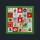 miniature Christmas Advent calendar 15 Cm Square Badge<br><div class="desc">Tiny Christmas Countdown calendar featuring 25 holiday images to wear or share with festive flair.</div>