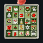 Miniature Christmas Advent Calendar Metal Ornament<br><div class="desc">Creative Christmas Countdown Advent calendar featuring 25 tiny holiday images. To personalise edit text to add his or her name.</div>